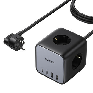 Bloc multiprises Ugreen 65W USB / USB C + 3x prise AC noir (CD268)