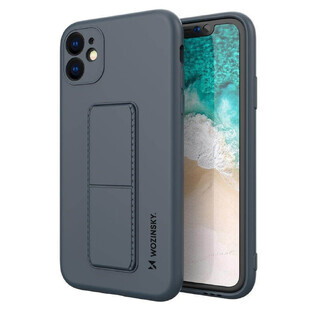 Wozinsky Kickstand Case silicone case with stand iPhone 12 Pro navy blue