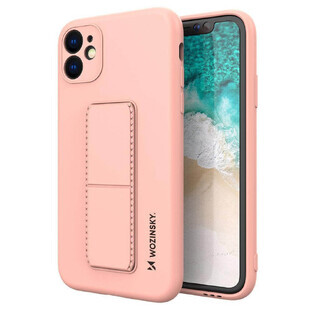 Wozinsky Kickstand Case silicone case with stand iPhone 11 Pro Max pink