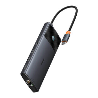 HUB 10in1 Baseus Metal Gleam Series USB-C to USB-C PD / USB-C / 3x USB-A / 2x HDMI / RJ-45 / SD / TF - black HUB 10in1 Baseus Metal Gleam Series USB-C to USB-C PD / USB-C / 3x USB-A / 2x HDMI / RJ-45 / SD / TF - black