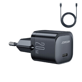 Mini cargador USB C 20W PD con cable USB C - Lightning Joyroom JR-TCF02 - negro