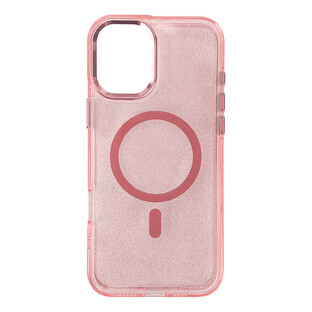 Carcasă Glitter MagSafe pentru iPhone 16 - roz cu sclipici
