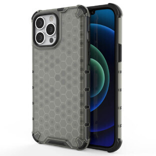 Honingraat gepantserde hoes met gel frame iPhone 13 Pro Max zwart