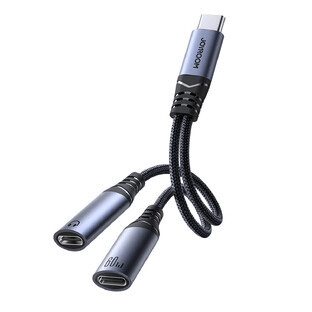 Joyroom SY-C03 2-in-1 USB-C naar 2x USB-C DAC-adapter - zwart