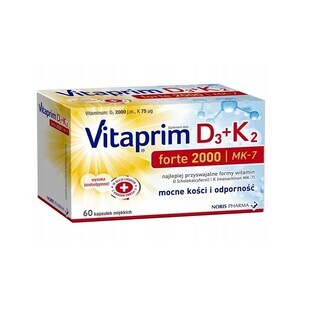 Vitaprim D3 Forte 2000 + K2, 60 capsule