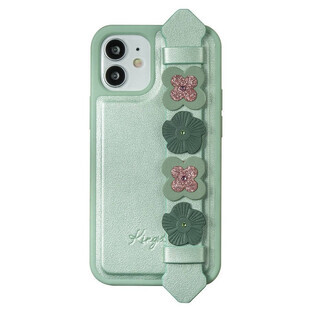 Custodia in gel Kingxbar Sweet Series decorata con veri cristalli Swarovski con supporto iPhone 12 mini verde