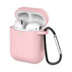 Étui pour AirPods 2 / AirPods 1 étui souple en silicone pour écouteurs + porte-clés mousqueton rose (étui D)