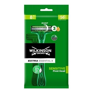 Wilkinson Extra Essential 3 Sensitive Wegwerpscheerapparaat voor mannen, 8 stuks