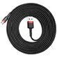 Baseus Cafule Kabel strapazierfähiges Nylon USB / micro USB 2A 3M Kabel schwarz-rot (CAMKLF-H91)
