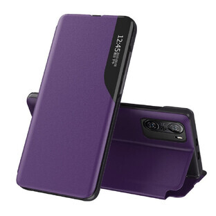 Eco Leather View Case elegante funda con tapa abatible y función de soporte Xiaomi Redmi K40 Pro+ / K40 Pro / K40 / Poco F3 púrpura