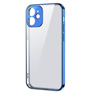 Joyroom New Beauty Series custodia trasparente ultrasottile con cornice metallica per iPhone 12 Pro Max blu scuro (JR-BP744)
