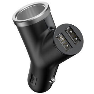 Baseus Încărcător auto tip Y 2x USB + 3.4A priză brichetă negru (CCALL-YX01)