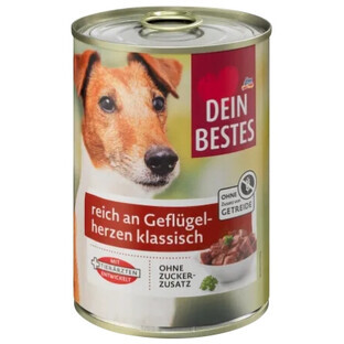 Dein Bestes, nourriture humide pour chiens, cœurs de volaille, 400 g