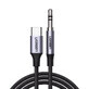 Ugreen stereo audiokabel AUX 3,5 mm mini-jack - USB Type C voor tablet telefoon 1m zwart (CM450 20192)