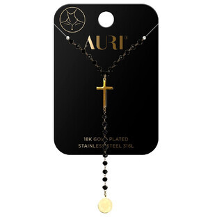 Auri Black beaded necklace with cross and circle