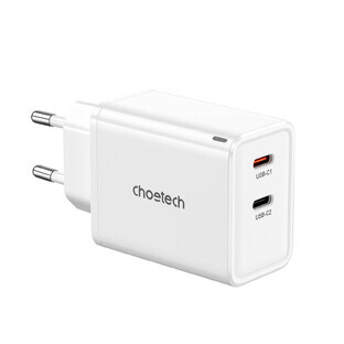 Choetech PD6013 2x USB-C PD 65W GaN network charger - white