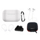 Set carcasă silicon AirPods Pro 2 / AirPods Pro 1 + carcasă / clips pentru urechi / curea de gât / suport pentru curea de ceas / carabină - alb