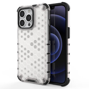 Honingraat gepantserd hoesje met gel frame iPhone 13 Pro helder