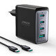 GaN Joyroom JR-TCG04EU 100W încărcător 3x USB-C USB-A + cablu USB-C / USB-C 100W - negru