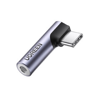 Ugreen AV154 80384 Adaptor USB-C (masculin) unghi / mini jack 3,5 mm (feminin) - gri Ugreen AV154 80384 Adaptor USB-C (masculin) unghi / mini jack 3,5 mm (feminin) - gri