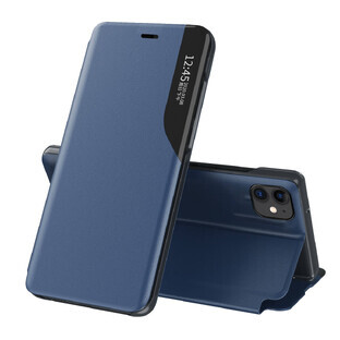 Eco Leather View Case elegante funda con tapa abatible y función de soporte iPhone 13 Pro Max azul