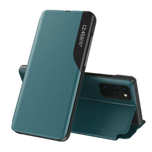 Eco Leather View Case elegant case with flip cover and stand function Samsung Galaxy A72 4G green