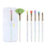 Jessup Colorful Makeup Brushes Set of colorful makeup brushes in cosmetic case T318, 7 pieces