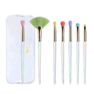 Jessup Colorful Makeup Brushes Set of colorful makeup brushes in cosmetic case T318, 7 pieces