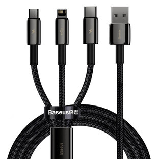 Baseus Tungsten 3in1 kabel USB - USB Type C / Lightning / micro USB 3,5 A 1,5 m zwart (CAMLTWJ-01) Baseus Tungsten 3in1 kabel USB - USB Type C / Lightning / micro USB 3,5 A 1,5 m zwart (CAMLTWJ-01)