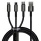 Baseus Tungsten 3in1 kabel USB - USB Type C / Lightning / micro USB 3,5 A 1,5 m zwart (CAMLTWJ-01)