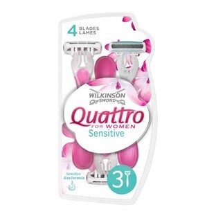Wilkinson Quattro For Women Sensitive Rasiermesser, 3 Stück