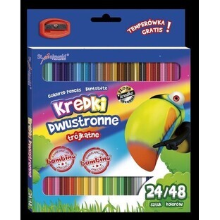 Bambino triangular double-sided school crayons 24 pieces/48 colors + sharpener