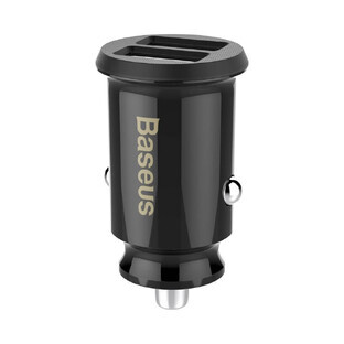 Baseus Grain încărcător auto CCALL-ML01 mini încărcător auto 2x USB-A 3.1A - negru Baseus Grain încărcător auto CCALL-ML01 mini încărcător auto 2x USB-A 3.1A - negru