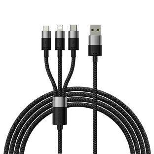 3in1 USB - micro USB / Lightning / USB C 3.5A 1.2m Baseus StarSpeed Kabel - schwarz