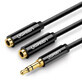 Ugreen hoofdtelefoon splitter kabel 3,5 mm mini jack AUX 25cm zwart (20816)