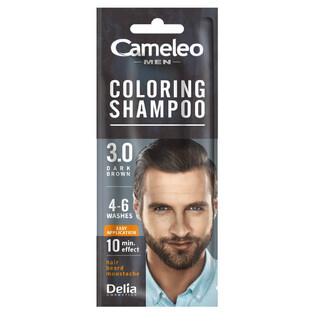 Cameleo Men Champú Colorante para Hombre 3.0 Castaño Oscuro, 15 ml