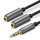 Ugreen cavo sdoppiatore per cuffie cavo mini jack da 3,5 mm microfono AUX 20 cm (microfono + uscita stereo) argento (30619)