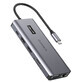 Choetech HUB multifunzione con display 12in1 da USB-C a 1xUSB-C/4xUSB-A/2xHDMI/1xVGA/1xAUX/lettore di schede di memoria grigio (HUB-M26)