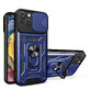 Hybrid Armor Camshield iPhone 14 armored case with camera cover blue