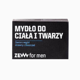 Jabón Facial y Corporal Zew For Men con Carbón Bieszczady, 85 ml