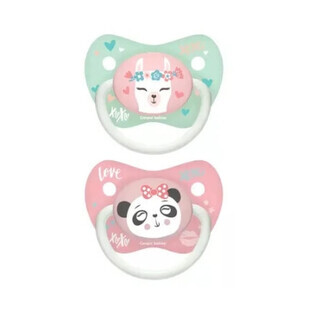 Canpol, succhietto, silicone, anatomico Animali esotici 6-18m, 23/921, rosa, 2 pezzi