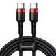 Baseus CATKLF-AL91 USB-C - USB-C PD QC 100W 5A 480Mbps 2m kabel - zwart/rood