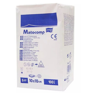 Non-sterile gauze compresses, 17-threaded, 8 layers, 10x10cm, 100 pieces