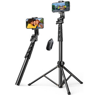 Bastone per selfie Ugreen LP680 con supporto e telecomando Bluetooth da 1,8 m - nero