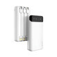 Dudao capiente powerbank con 3 cavi integrati 20000mAh USB Tipo C + micro USB + Lightning bianco (Dudao K6Pro+)