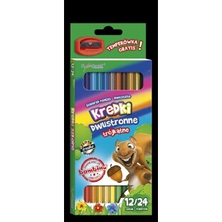 Bambino school pencils triangular double-sided 12 pieces/24 colors + sharpener