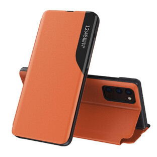 Eco Leather View Case elegante Tasche mit Flip Cover und Standfunktion Samsung Galaxy A72 4G orange Eco Leather View Case elegante Tasche mit Flip Cover und Standfunktion Samsung Galaxy A72 4G orange