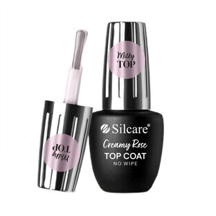 Silcare Top Coat Creamy Rose No Wipe Top per vernici ibride, 9 ml