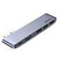 HUB Ugreen 60559 2x USB-C / USB-C PD (Thunderbolt 3, 100W, 4K 60 Hz, 10 Gbps) / HDMI 4K 30 Hz / 3x USB 3.0 pour MacBook Pro / Air - gris