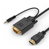 Gembird HDMI to VGA mini jack converter 1.8m black